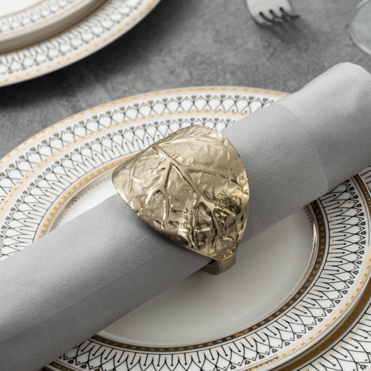 House of Hampton® Leaf Gold Napkin Ring (Set Of 6) Wayfair